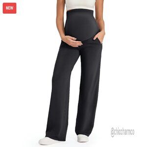 Maternity Yoga Pants Over Belly Stretchy Wide Leg Lounge Work Pants